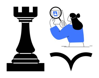 Kimlik doğrulama konsepti. Kişisel verileri vurgulayan bir büyüteçten kimlik saptandı. Strateji, güvenlik, karar verme ve kimlik doğrulama bağlantıları. Siber güvenlik için, HR