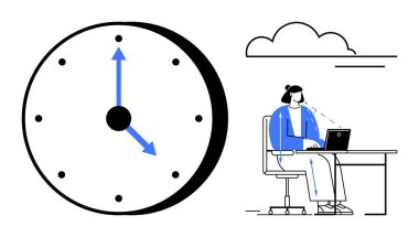 Zaman yönetimi konsepti. Saat verimliliği ve organizasyonu. Zaman yönetimi odaklanmayı ve görev önceliklerini arttırır. İş, eğitim, programlama, iş hayatı dengesi ve kişisel yaşam için kullanışlı