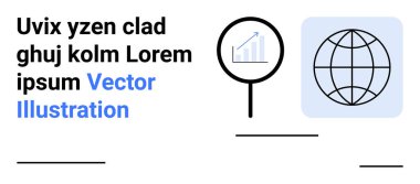 İş büyümesi, küresel iletişim, veri içgörüleri, internet bağlantısı, pazar analizi, teknoloji trendleri. Büyüteç büyüme grafiği, dünya simgesi gösteriyor. İş büyümesi ve küresel iletişim