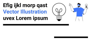 Yenilik, yaratıcılık, beyin fırtınası, fikir üretimi, ilham, takım çalışması. Bir ampul ikonu ve elinde parlayan bir ampul tutan bir insan. Yenilik ve yaratıcılık kavramı