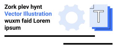 İş süreçleri, iş akışı, otomasyon, verimlilik, ofis araçları, grafik şablonlar. Belge kağıtları ve yer tutucu metnin yanında vites simgesi. Çalışma ve üretkenlik kavramları