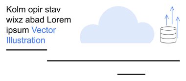 Bulut depolama, veri transferi, teknoloji, çevrimiçi hizmetler, ağ oluşturma, dijital platformlar. Mavi bulut, veri simgesi ve yukarı doğru oklar. Bulut depolama ve veri aktarım kavramları
