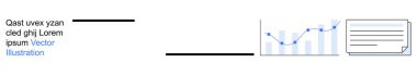 İş zekası, veri analizi, istatistik izleme, rapor oluşturma, iletişim, verimlilik. Yükselen eğilimleri ve belge simgesini içeren grafikler. İş zekası ve veri analizi kavramı