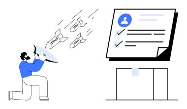 Güvenlik işaretli bir belgenin yanındaki DDoS etiketli siber tehditleri engellemek için kalkan kullanan kişi. Siber güvenlik, koruma, savunma, veri güvenliği, teknoloji, güvenlik sistemleri, dijital