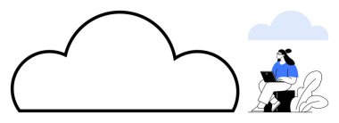 Bulut hesaplama konsepti. Bulut hesaplama güvenli veri depolamayı ve uzaktan erişimi sağlar. Bulut hesaplama, kişisel ve ticari kullanım için kusursuz bir bağlantı destekler. Teknoloji, uzaktan çalışma, veri