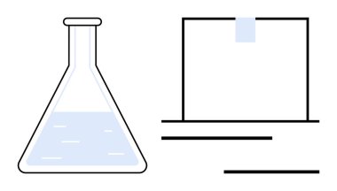 Sıvı şişeyle bilim, araştırma ve bulguları temsil eden belgeler eşleştirilmiş. Yenilik, deney, veri analizi, akademi, keşif eğitimi raporu illüstrasyonu için idealdir. Basit.