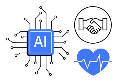 Yapay zeka konsepti. Yapay zeka geliştirme teknolojisi, sağlık hizmetleri ve ortaklıklar. Tıbbi teknoloji ve işbirliğinde yeniliği destekleyen yapay zeka
