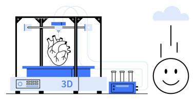 3D baskı teknolojisi. Tıbbi yenilikte bir kalp modelinin üç boyutlu baskısına odaklanın. Sağlıklı gelişmeler için bulut tabanlı veri içeren 3D yazıcıların entegrasyonu. Sağlık, teknoloji ve yenilik için