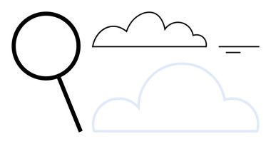 Bulut hesaplama konsepti. Bulut hesaplama ve veri keşfi büyüteç ve bulutlarla yapıldı. Bulut bilgisayarı veri depolama ve işleme sistemini geliştiriyor. Teknoloji, veri, araştırma, yenilik için