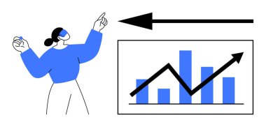 Veri analiz konsepti. Veriler yukarı doğru eğilimli bir bar grafiği üzerinden gösterildi, bu da büyüme ve ilerlemeyi gösteriyor. Finans, iş stratejisi, istatistik, raporlama ve teknoloji için ilgili veriler