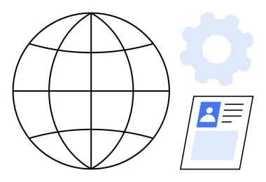 Küresel bağlantı. Bir ağ küresi tarafından küresel bağlantı, teknoloji için teçhizat ve kimlik yönetimi için profil simgesi. Ağ oluşturmada küresel bağlantı, teknolojik çözümler, dijital kimlik