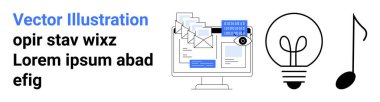 Dijital iletişim, yenilik, yaratıcılık, medya tasarımı, verimlilik, eğitim. E- posta tarayıcısı, ampul ve nota içerir. Dijital iletişim ve yenilik kavramları