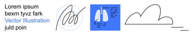 Tıbbi teşhisler, sağlık hizmetleri, dijital imzalar, bulut depolama, vektör tasarımı, veri güvenliği. Şekillendirilmiş akciğer diyagramı, bir işaret bulut sembolü. Tıbbi teşhis ve sağlık hizmetleri