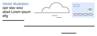 Dijital yenilik, web sitesi tasarımı, bulut depolama, kullanıcı arayüzü, metin düzenlemesi, modern iletişim. Metin ve asgari tasarım içeren soyut bulut formu. Bulut depolama ve web sitesi tasarım kavramı