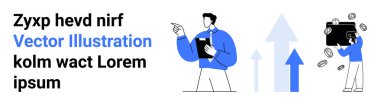 İş büyümesi, finansal planlama, yatırım, ekonomik strateji, gelir yönetimi, kâr artışı. Dosyalar, oklar, para ve evrak çantası sunan kişi. İş büyümesi