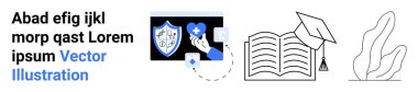 Çevrimiçi öğrenim, eğitim hedefleri, sağlık, güvenlik, bilgi paylaşımı, akademik ilerleme. Sağlık ikonu, açık kitap ve bitki sanatı olan bir kalkan. Çevrimiçi öğrenim ve eğitim hedefleri