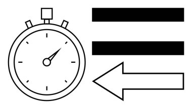 Kronometre iki katı yatay çubuk ve hız, odaklanma ve ilerlemeyi gösteren bir yön okuyla eşleştirilmiştir. Zaman takibi, verimlilik, teslim tarihleri, proje planlaması, öncelikler