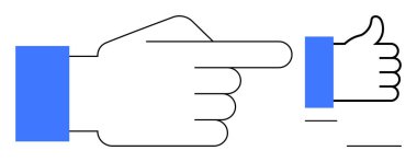 El hareketleriyle. Genişletilmiş işaretçi el ve başparmak işareti iletişim kavramlarını gösteriyor etkileşim, onay ve anlaşma. El hareketleri sosyal medya, geri bildirim ya da UI tasarımı anlamına gelir