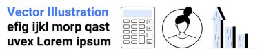 İş yönetimi, finansal analiz, ekonomik büyüme, kullanıcı odaklı strateji, veri örgütü, kurumsal planlama. Bir hesap makinesi, kullanıcı profili ve yükselen bir grafik. Finansal analiz