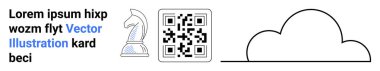 Yapay zeka, dijital pazarlama, veri depolama, teknoloji stratejisi, yenilik, markalaşma tasarımı. QR kodu, şövalye ve yer tutucu metni olan bulut taslağı. Yapay zeka ve dijital pazarlama görselleri