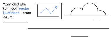 İş büyümesi, analitik, tahmin, teknoloji, veri görselleştirme, dijital strateji. Resim, yukarı doğru eğilimli ve soyut bulut elementlerine sahip bir çizgi grafiği gösteriyor. İş büyümesi ve analizler