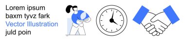 Zaman yönetimi, iş birliği, takım çalışması, profesyonellik, teslim tarihleri, pazarlıklar. Bir saat, el sıkışma ve elinde belge tutan biri. İş işbirliği ve zaman yönetimi kavramları