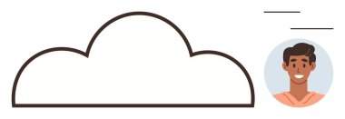 Bulut deposu, kullanıcı kimliği, ağ, iletişim, dijital hizmetler, çevrimiçi platformlar. Üzerinde insan resmi olan bir bulut. Bulut depolama ve kullanıcı kimliği kavramı