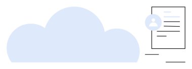 Bulut hesaplama, veri depolama, belge yönetimi, kimlik doğrulama, kullanıcı profilleri, dijital sistemler. Profil simgesi olan bir belgenin yanında bir bulut. Bulut hesaplama ve veri depolama