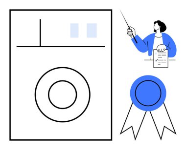 Kimlik kartı ve sertifikasının yanında işaret olan bir belge sunan kişi. Eğitim, eğitim programları, uyum, profesyonel büyüme, kilometre taşları, tanınma, basit