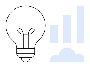 Yenilik kavramı. Ampul yaratıcılığı ve fikirleri, grafik büyümesi ve gelişimi, ve bulut elementi. İnovasyon iş büyümesini, başarıyı ve teknolojik çözümleri yönlendirir. Girişimler için, iş