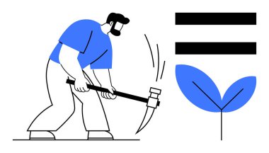 Sallanan kazma, büyük mavi yaprak ve eşitlik çubukları emek, sürdürülebilirlik, ilerleme ve eşitliği simgeliyor. Büyüme, tarım, eko-ticaret, işçi hakları etik iş eşitliği için ideal