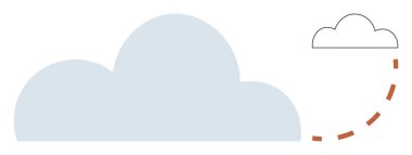 Bulut hesaplama, veri göçü, dijital depolama, yenilik, bağlantı, teknoloji çözümleri. Çizgi hareketi olan minimalist soyut bulut. Bulut hesaplama ve veri göçü kavramı