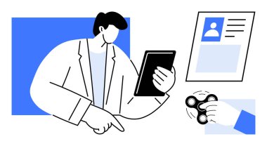 Dijital iş akışı konsepti. Belge işleme ve yönetiminde verimliliği artıran dijital araçlar. Dijital sistemler işyerlerinde verimliliği arttırıyor. İş, teknoloji ve kimlik için.