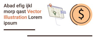 Finansal navigasyon, bütçe planlaması, konum hizmetleri, dijital ödemeler, iş stratejisi, ekonomik analiz. İğne ve dolar sembollü harita. Mali seyrüsefer ve bütçe planlama kavramı