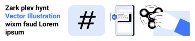 Metin bloğu, üstveri etiketi simgesi, şifre kilidi olan güvenli mobil erişim ve hareketli dönen bir el. Teknoloji, güvenlik, sosyal medya, yaratıcılık, odaklanma teknolojisi etkileşimi için ideal