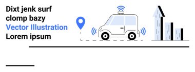 Akıllı ulaşım, kentsel yenilik, GPS navigasyon, akıllı şehirler, kablosuz teknoloji, kendi kendine çalışan araçlar. GPS sinyalleri ve şehir binaları olan kendi kendine giden bir araba. Akıllı ulaşım