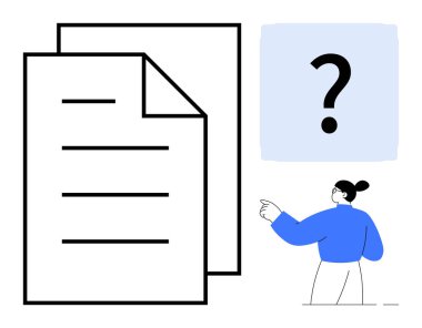 İş süreçleri, evrak işleri, karar verme, bilgi organizasyonu, problem çözme, dosya yönetimi kavramları. Bir yığın belge, bir soru işareti ve işaret eden biri. Belgeler.