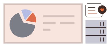 İş analizleri, veri gösterimi, iletişim araçları, takım çalışması, piyasa analizi, görsel içerik. Metin ve simgelerle birlikte pasta grafiği. İş analizleri ve veri görüntüleme kavramı