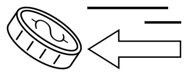 Finans, ödemeler, para transferi, para iadesi, ekonomik akış. Yazılı para ve ok solu gösteriyor. Finans ve ödemeler konsepti para hareketi ve geri ödenmiş fonlar