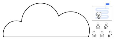 Bulut hesaplama konsepti. Proje planlama ve takım çalışması unsurları içeren bulut sembolü. Bulut hesaplaması işbirlikçi iş akışını, verimli proje yönetimini ve merkezileştirilmiş veri depolamayı sağlar