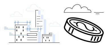 Şehir gelişimi. Şehir tasarımı inşaatı bir dolar ile finansal büyümeye doğru ilerliyor. Emlak, yatırım, iş, bankacılık, ekonomi ve planlama için kentsel kalkınma kavramları