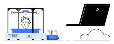 Tıbbi yenilik, dijital teknoloji, bulut bilgisayarı, 3D baskı, sağlık hizmetlerinde gelişmeler, bilimsel araştırmalar. Bir 3D yazıcı bulut sistemine bağlı bir kalp modeli yaratıyor. Tıbbi yenilik