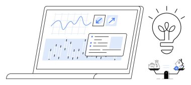 Data analysis. Data analysis displayed on a laptop with charts and graphs. Data analysis empowering solutions for business growth, decision-making, and market strategies. Perfect for technology