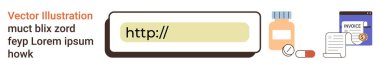 Çevrimiçi sağlık hizmetleri, teletıp, dijital eczaneler, reçeteli ilaçlar, tıbbi kayıtlar, sağlık araştırmaları. Arama çubuğu, ilaç şişesi tıbbi belge web arayüzü. Çevrimiçi sağlık ve dijital