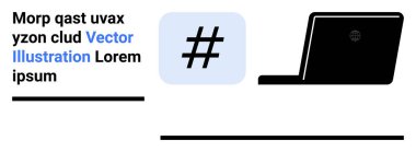 Bir karenin içinde meta veri etiketi ve temiz, beyaz bir arkaplanda parlak siyah bir laptop. Sosyal medya, iletişim, teknoloji, iş, çevrimiçi etkileşim, üretkenlik, basit iniş sayfası için ideal
