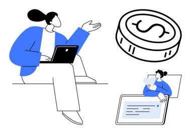 Çevrimiçi ödeme kavramı. Çevrimiçi ödeme kullanıcıları güvenli işlemler için aygıtlara bağlar. Çevrimiçi ödeme e-ticaret ve teknoloji için hayati önem taşıyor. Finans, e-ticaret, uygulamalar, fintech için harika.