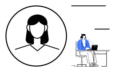 Kullanıcı profili konsepti. Çevrimiçi iletişim ve kişisel kimlik için soyut profil simgesi. Uzaktan çalışma, kimlik doğrulama ve dijital ağ yöneten kullanıcı profili. Uygulamalar için en iyisi