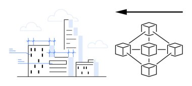 Blockchain ağı. Blockchain akıllı şehir altyapısını ve güvenli işlemleri destekler. Engelleme zinciri şehir planlamasında ve bağlantıda verimliliği artırır. Teknoloji için, şehir gelişimi