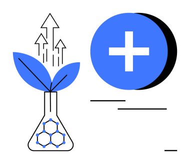 Sürdürülebilirlik kavramı. Bilimsel bir şişede bitki büyümesi ve yenilik sembolleri yoluyla sürdürülebilirlik. Teknoloji, eko-çözümler, bilim, büyüme ve gelişimde sürdürülebilirlik