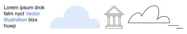 Teknoloji kavramları, kültürel miras, minimalizm, dijital depolama, bulut hesaplama, görsel tasarım. Soyut mavi bulut, klasik sütun simgesi ve minimalist bulut şekli. Teknoloji ve kültür
